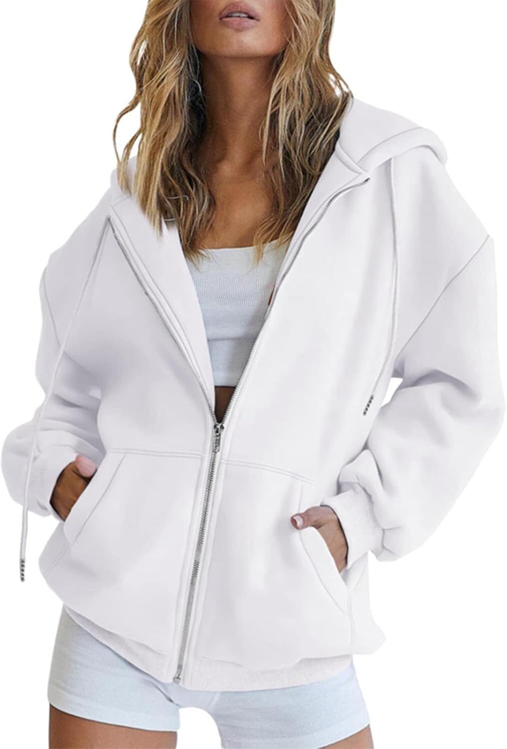 Womens Oversized Full Zip Y2K Hoodie - Loose Fit