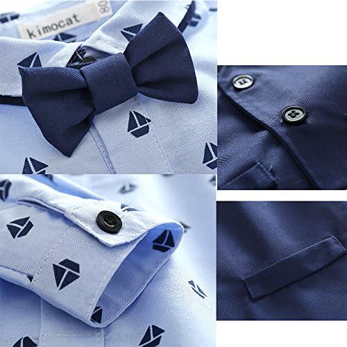 Kimocat Baby Boys Gentleman Bowtie Blue Suits Set
