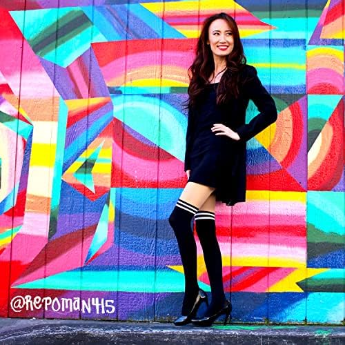 Millennials In Motion - Stripped Thigh High Socks Tights