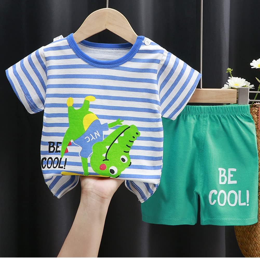 Toddler Boys 4-Piece Dinosaur Kids T-Shirts Shorts Set