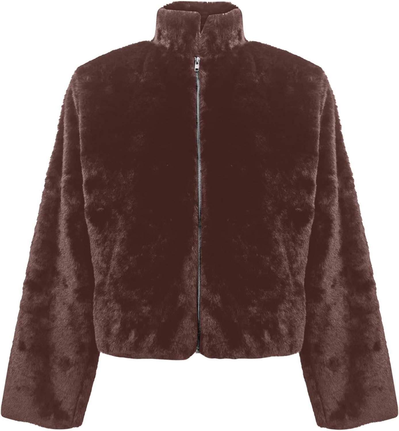 Fluffy Faux Fur Jacket Zip-Up 2024 Winter Cardigan