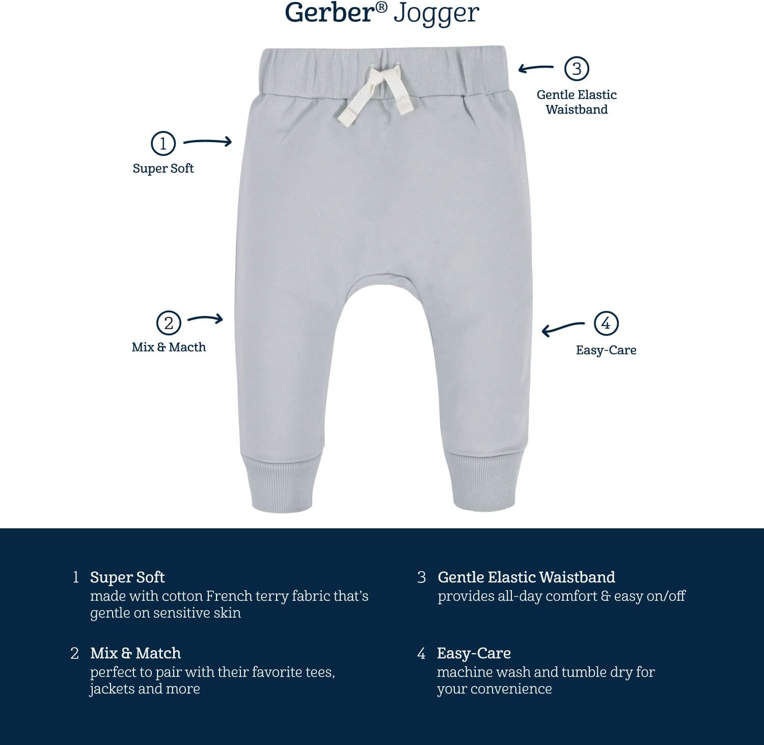 Gerber Baby Boys Toddler 3-Pack Jogger Pants