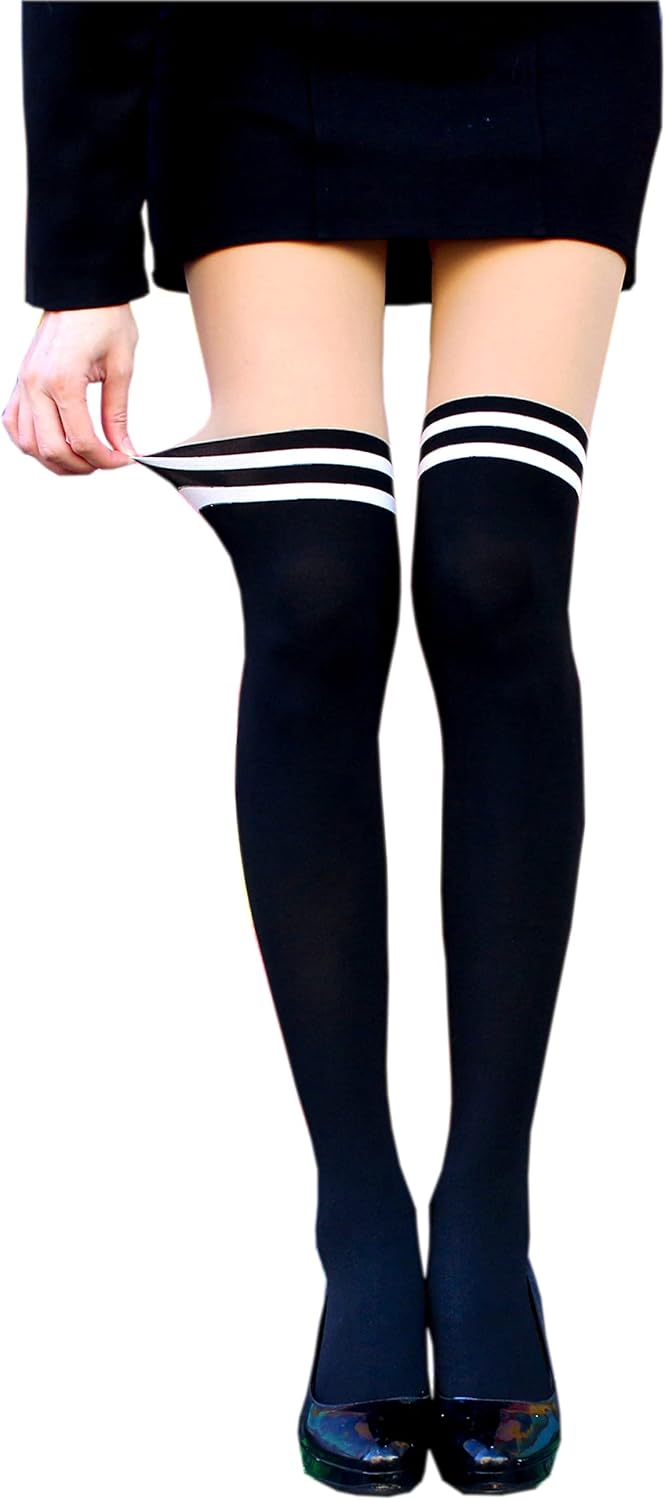Millennials In Motion - Stripped Thigh High Socks Tights