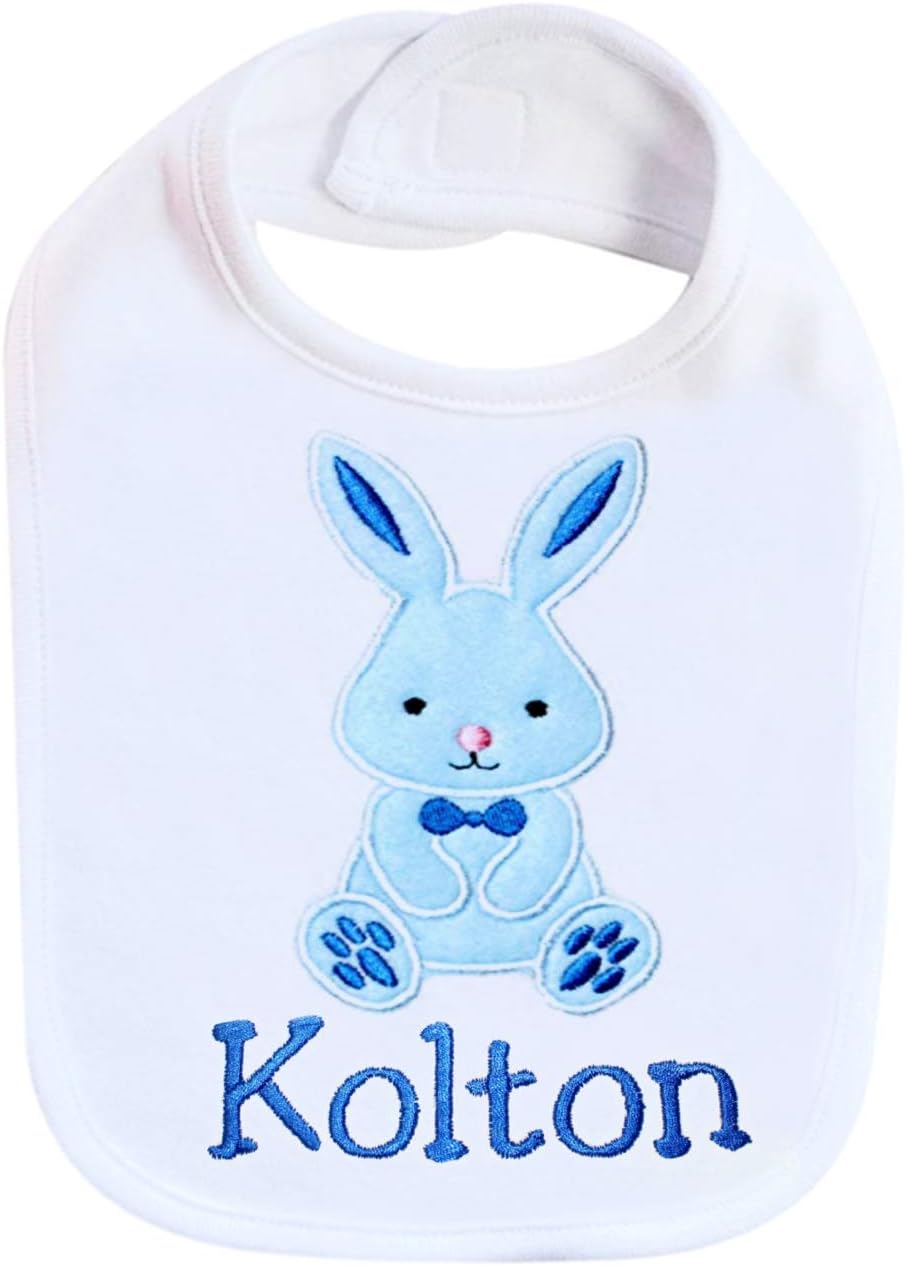 First Easter Bunny Bib for Baby BOYS - Personalized with Baby Name