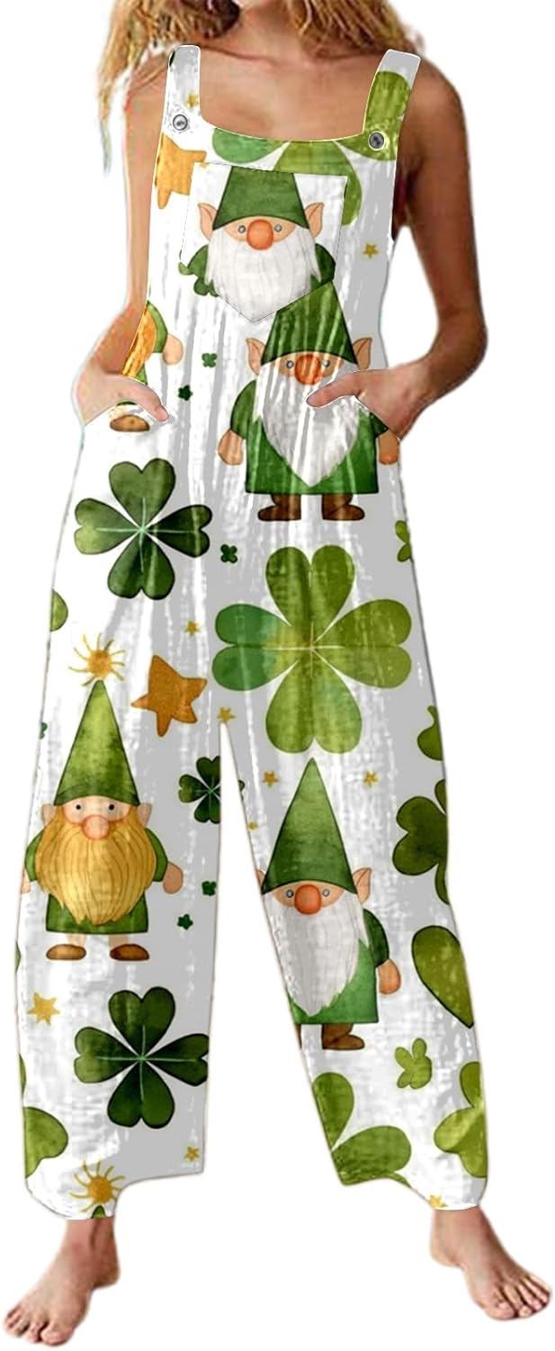 St Patricks Day Jumpsuit Romper Women 2025 Irish Green ShamrockSnapshot