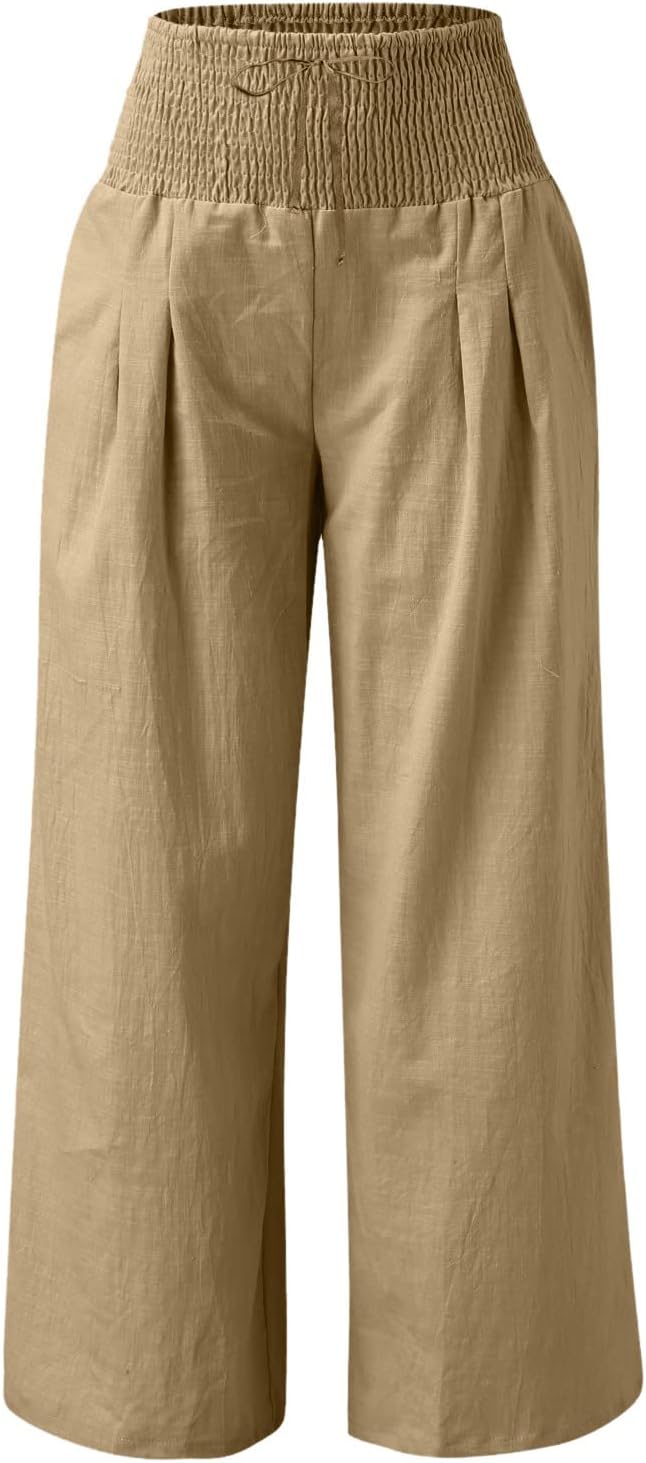High Waist Linen High-Packet Pants