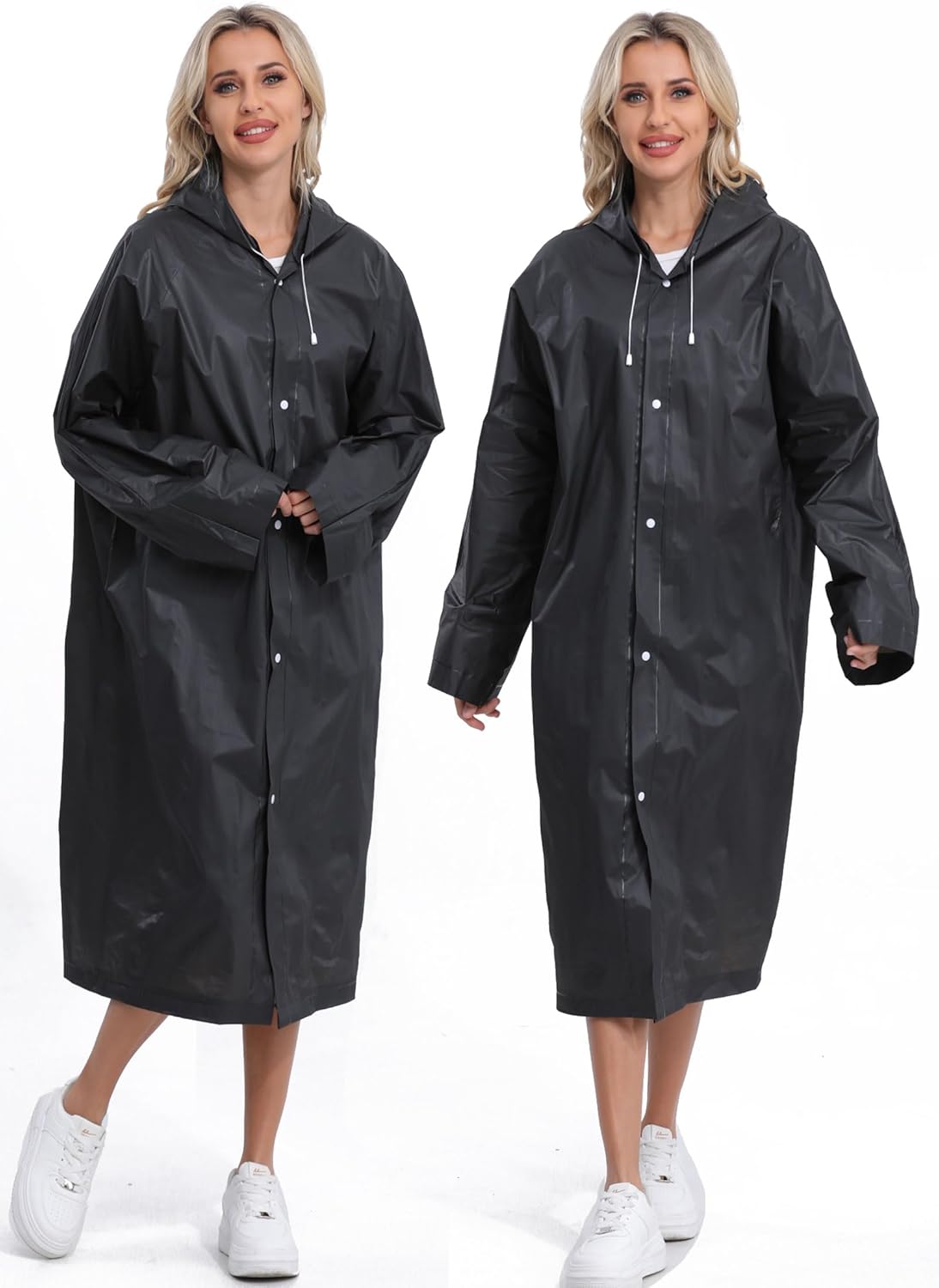 HOOMBOOM 2-Pack Reusable Rain Ponchos for Adults - Emergency