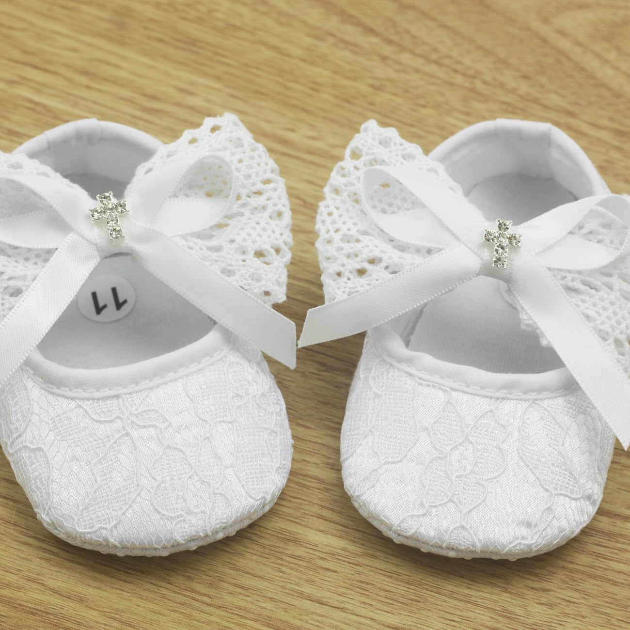 Nihao Baby Girls Baptism Christening White Shoes Headband Set