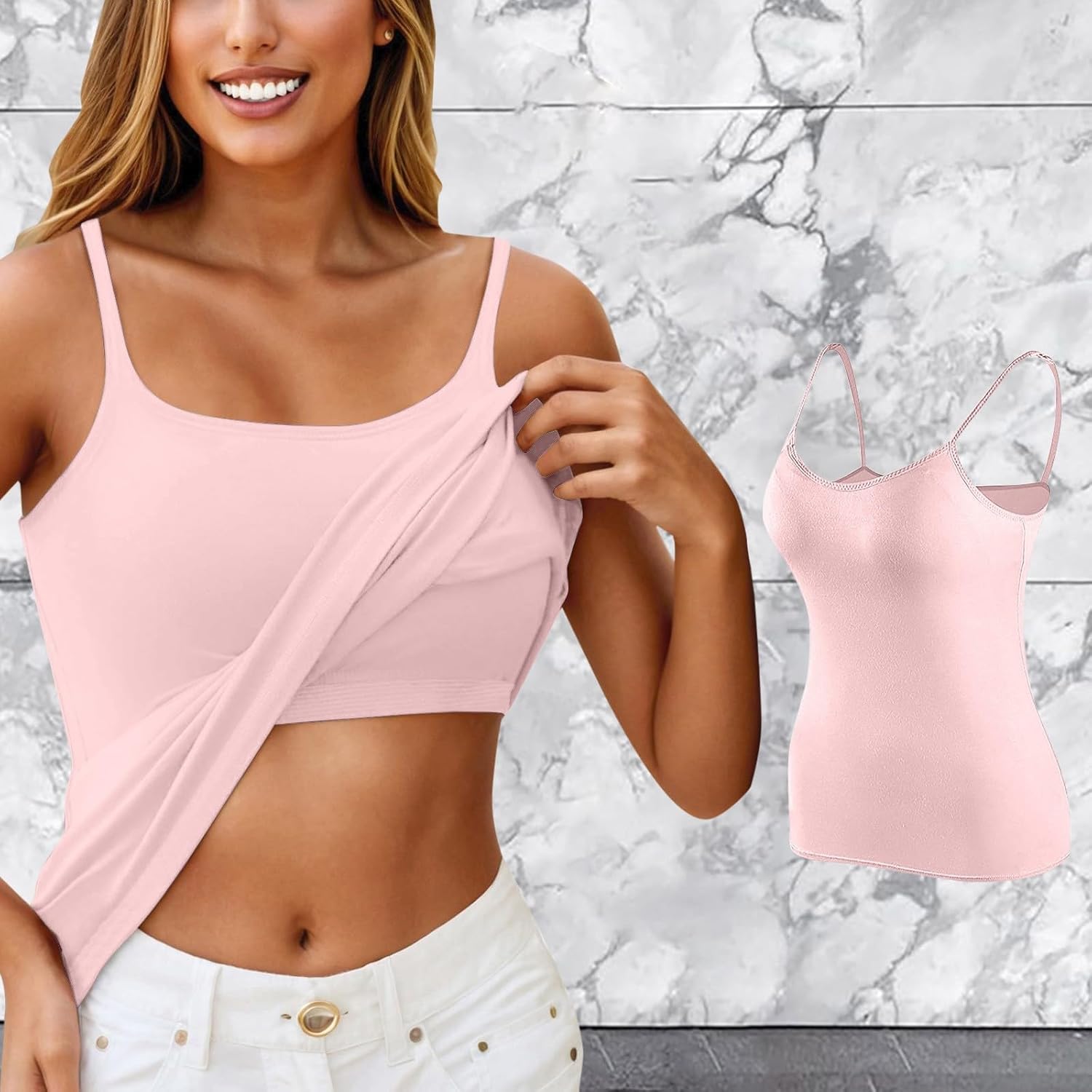 Womens Padded Tank Top with Built-in Bra for Daily Wear