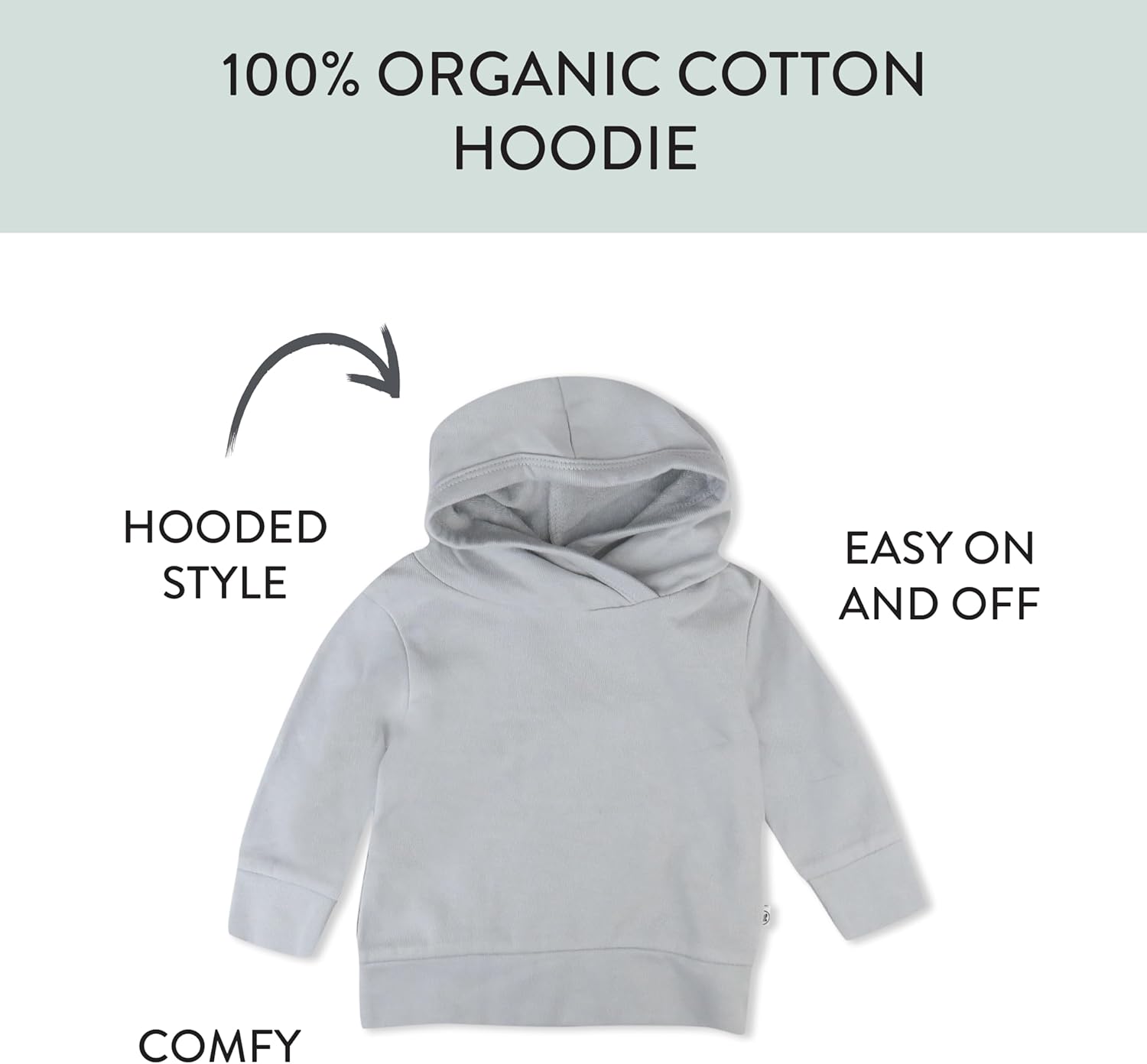 HonestBaby Unisex Baby Terry hoodie 100 organic cotton for toddlers