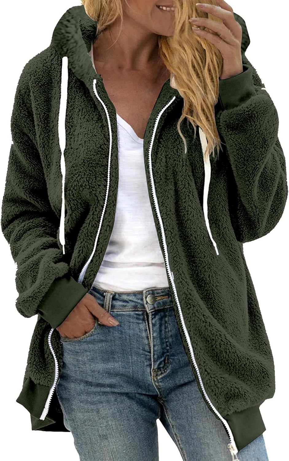 Premium Winter Fleece Sherpa Jacket for Women - Soft Warm and Durable