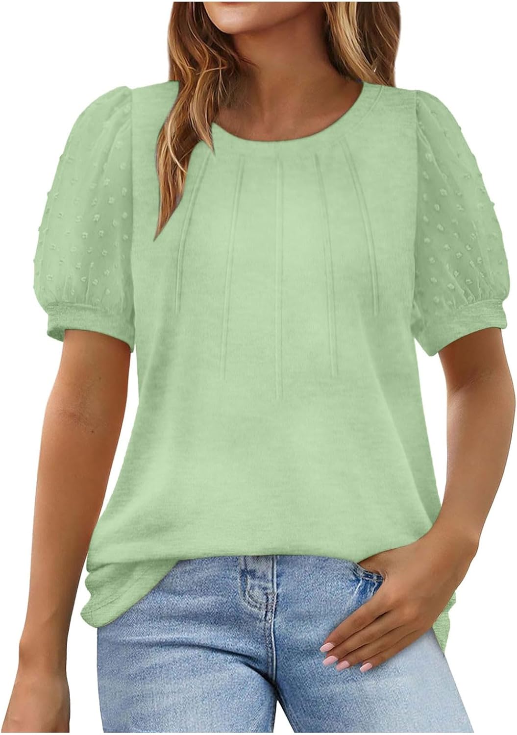 Sfascumop Womens Puff Sleeve T-shirt for a Casual Look