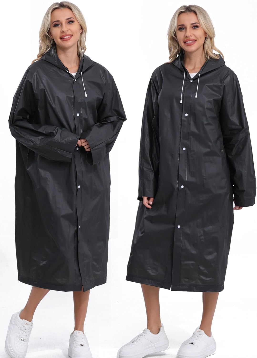 HOOMBOOM 2-Pack Reusable Rain Ponchos for Adults - Emergency