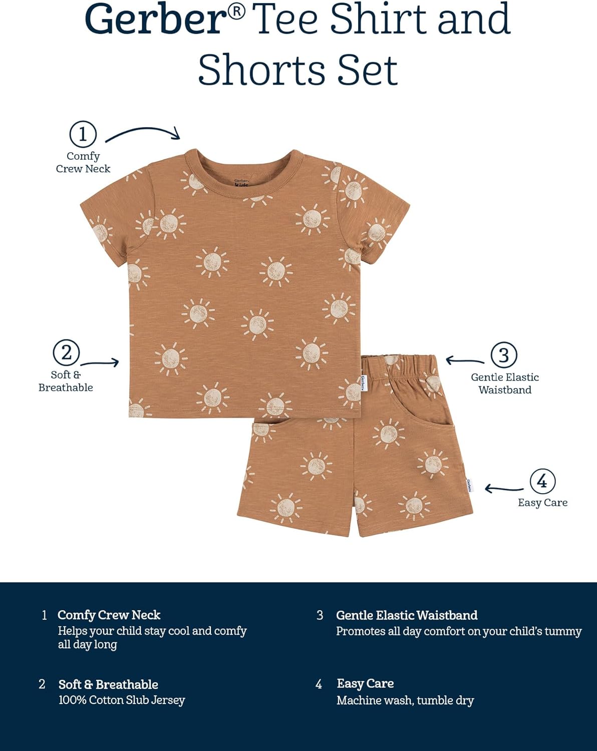 Gerber Baby Boys Toddler T-Shirt and Shorts Set