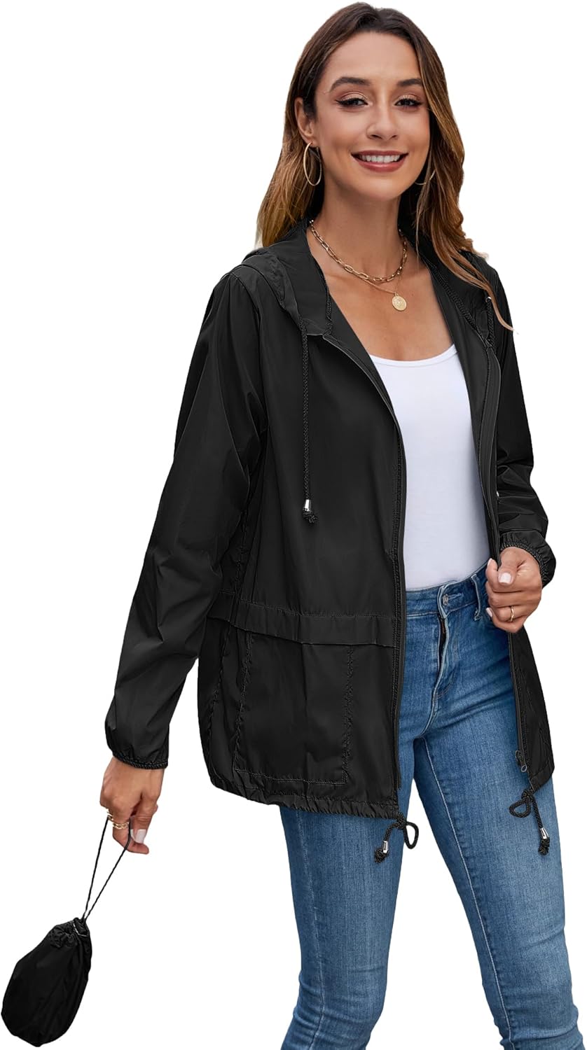 Hount Womens Lightweight Hooded Raincoat