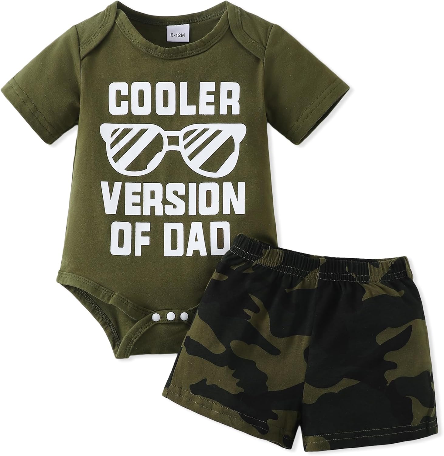 NZRVAWS Baby Boy Camouflage Letter Print Romper Set