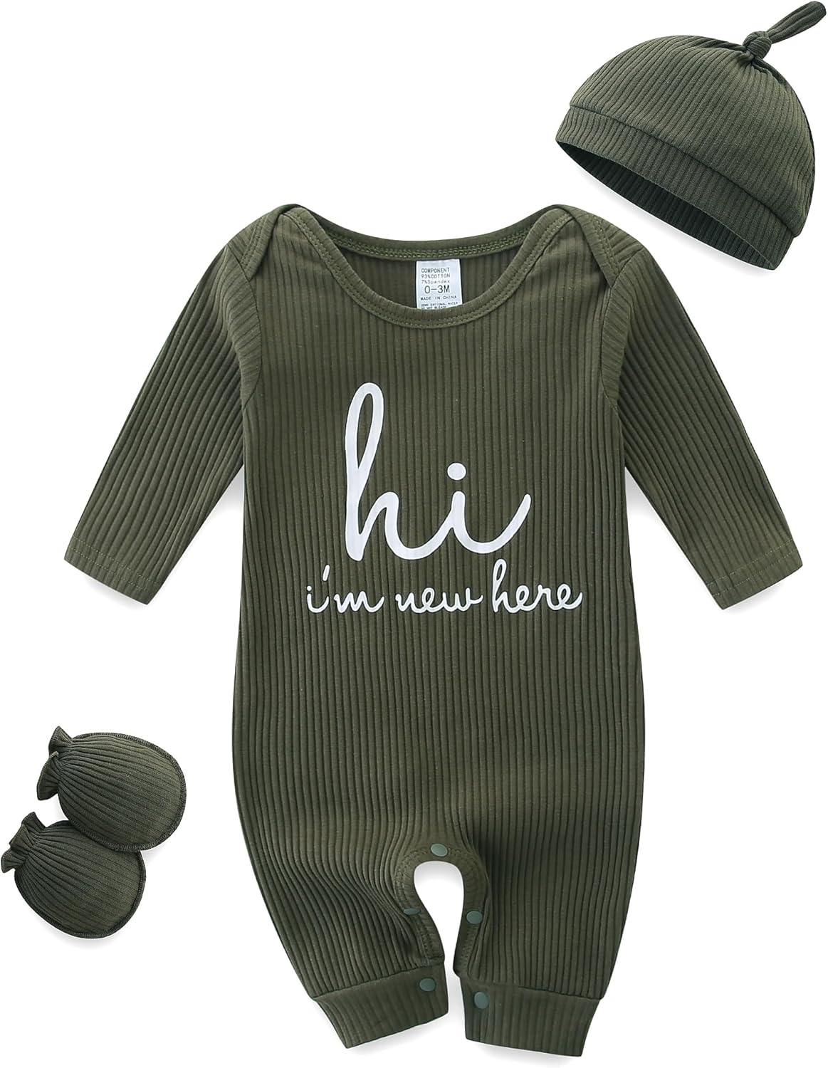 Baby Romper Set with Mitten and Hat