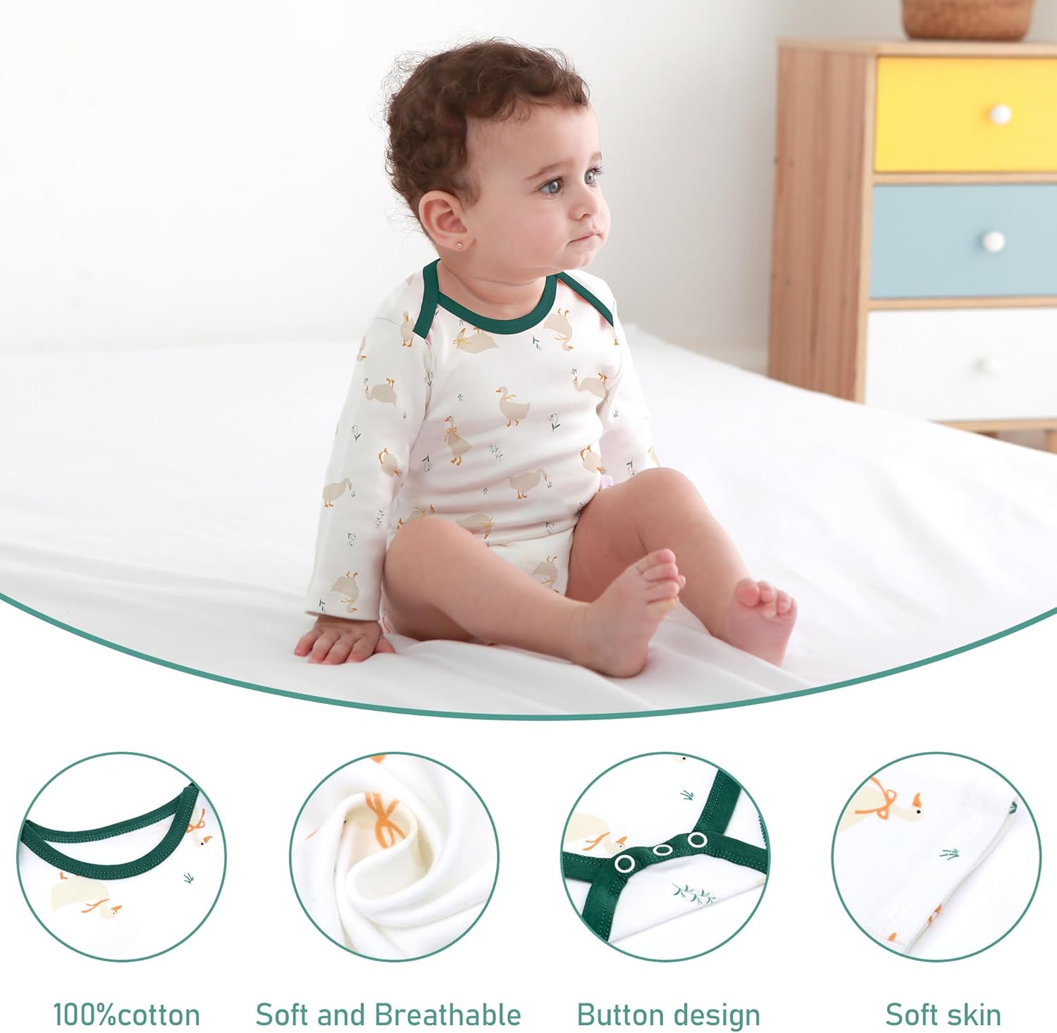 LAT Newborn Unisex Romper Set for Baby Boys Girls