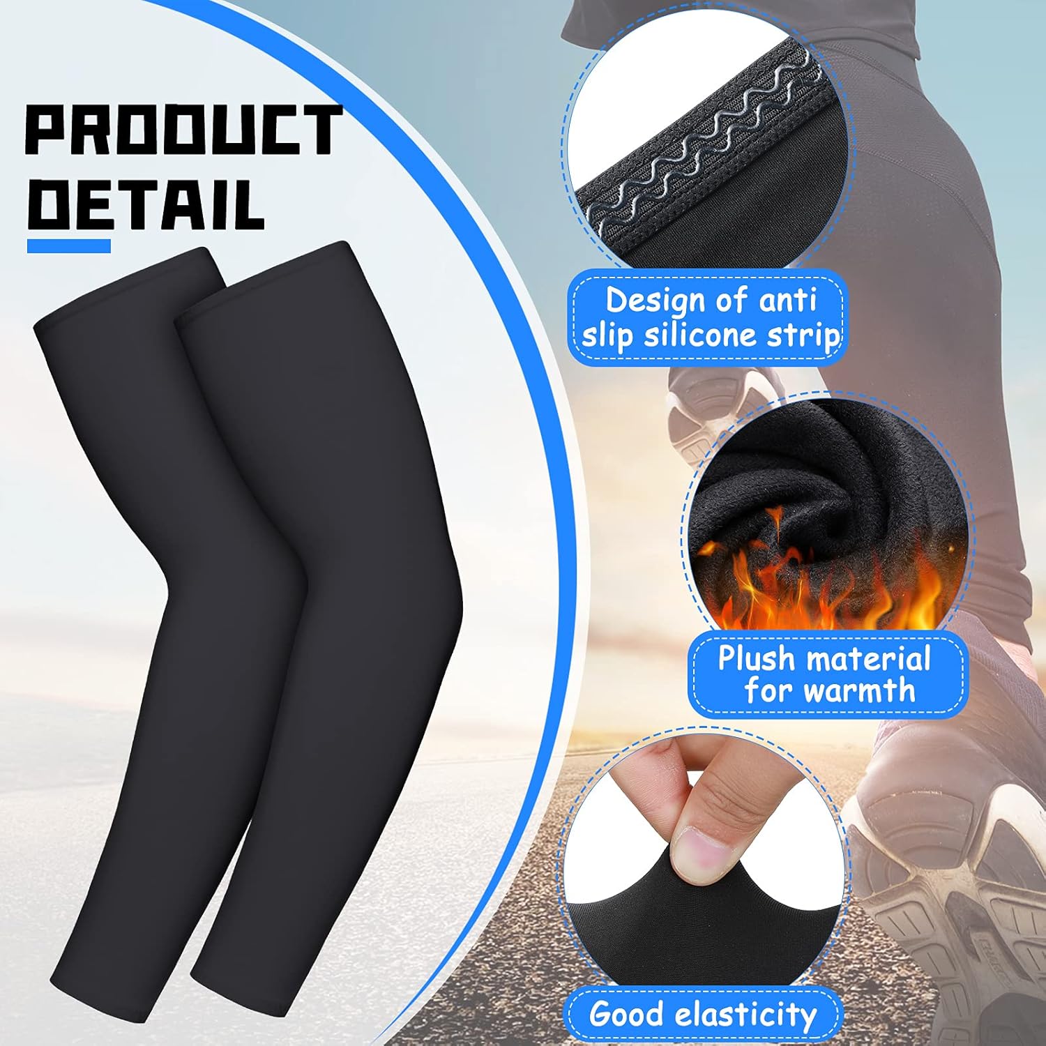 4 Pieces Thermal Arm Warmer Compression Sleeve
