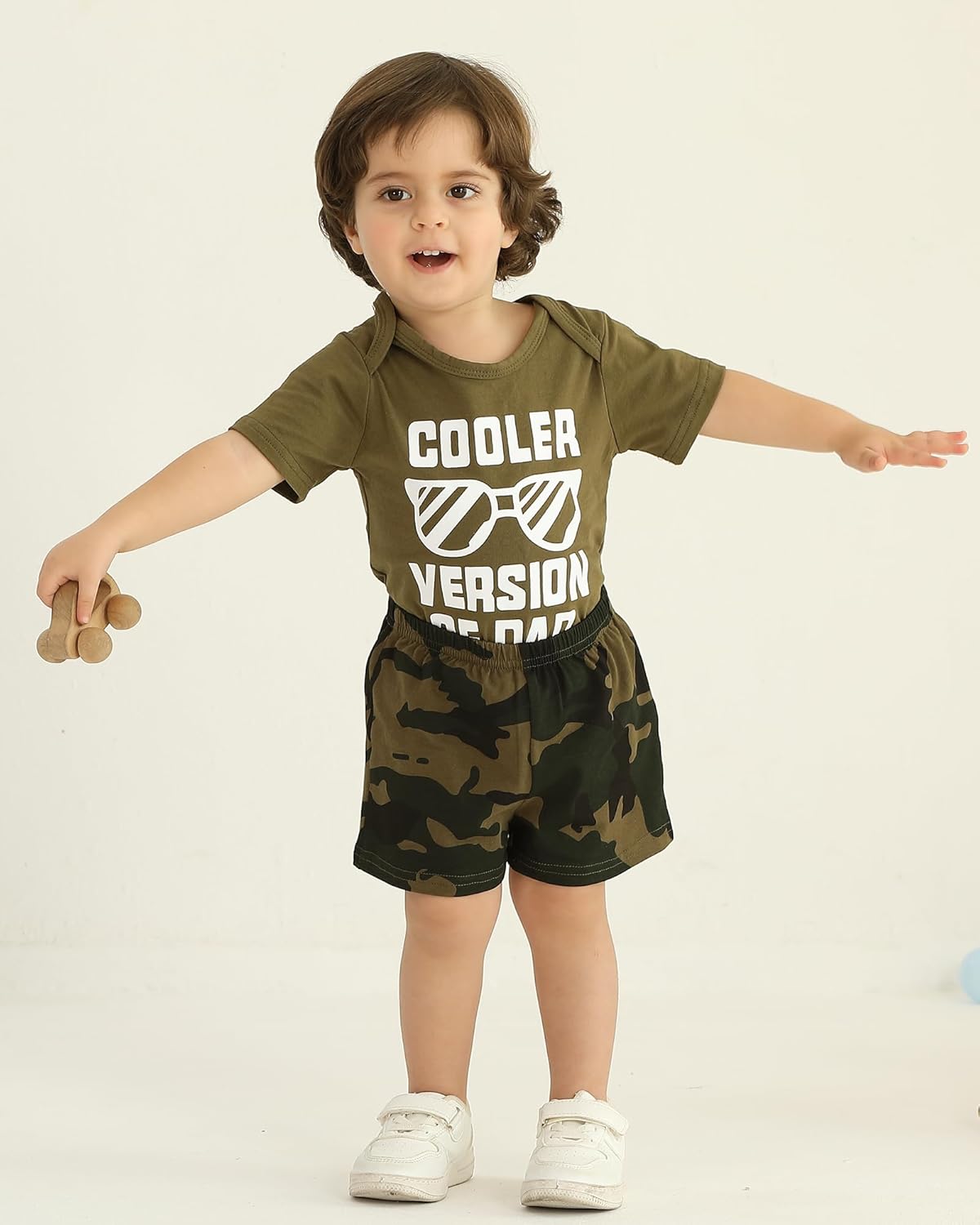 NZRVAWS Baby Boy Camouflage Letter Print Romper Set