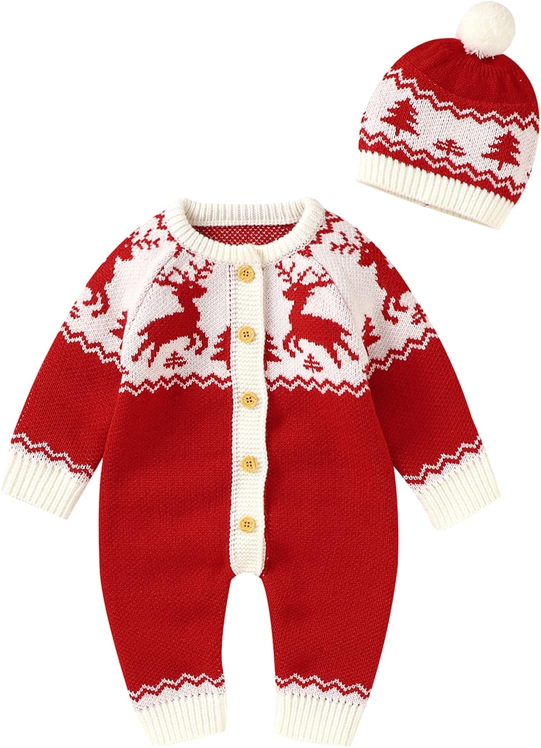 Christmas Sweater Romper Set for Babies