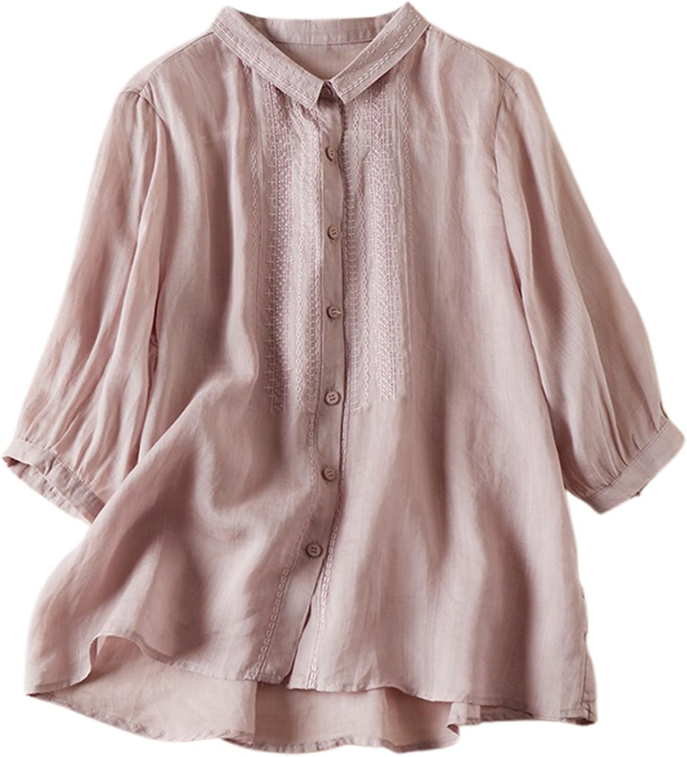 Retro Summer Top for Women Casual Trendy Linen Blur
