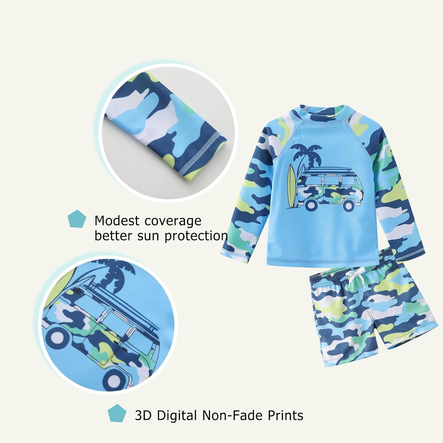 Premium Fabric UPF 50 Rash Guard Set for Boys