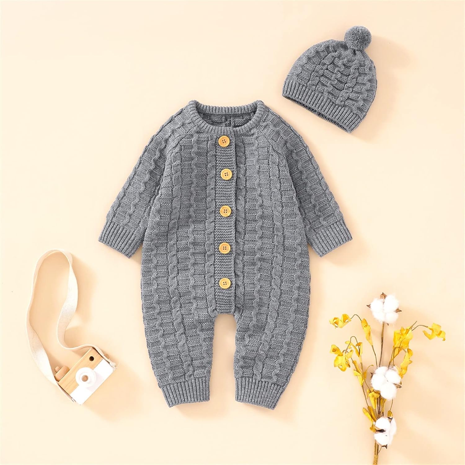 Knitted Solid Knit jumper sweatshirtRomper for Kids Boys and Girls