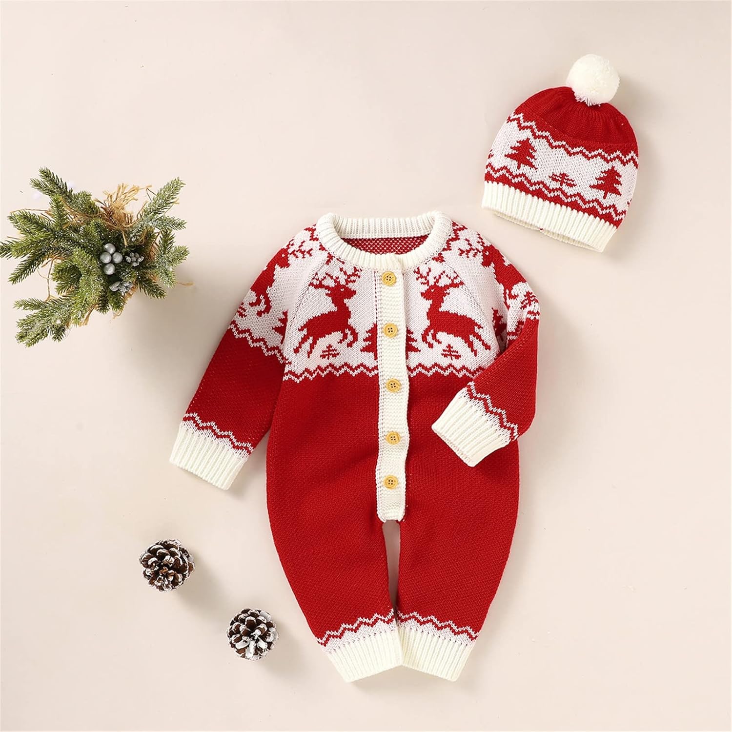 Christmas Sweater Romper Set for Babies