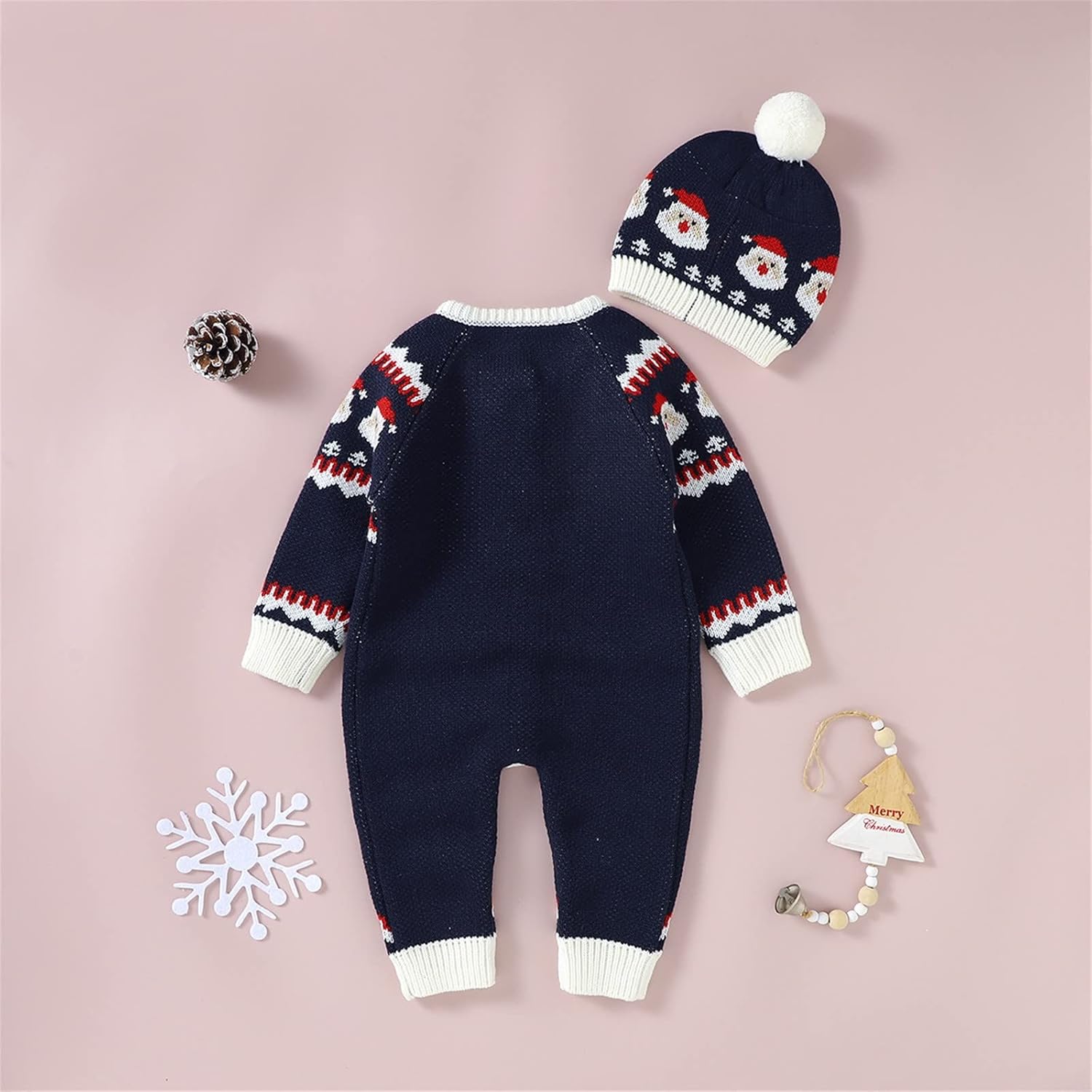 Perfect Christmas Gift Coziest Baby Sweater Santa Knit Romper Set