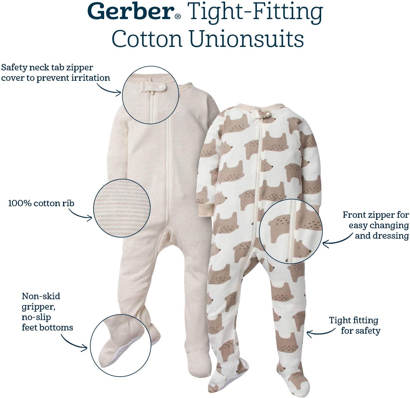 Gerber Baby Boys 2-Pack Footed Pajamas 1