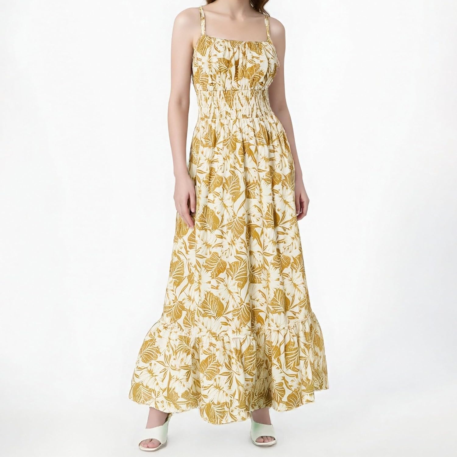 Floral Ruffle Boho Beach Dress Sfascumop