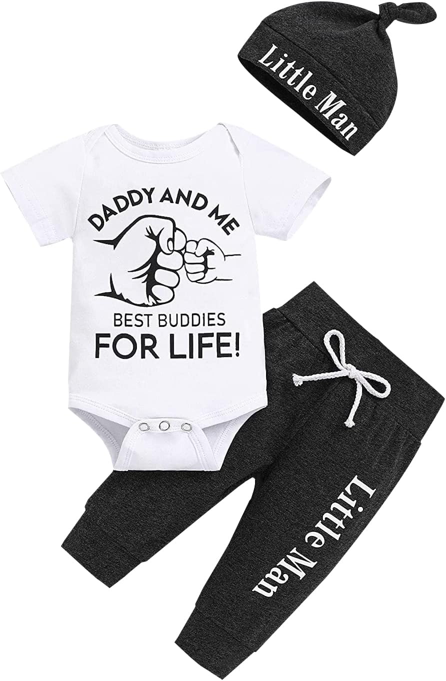 Aoswep Long Sleeve Romper Pants Hat 3PCS Set