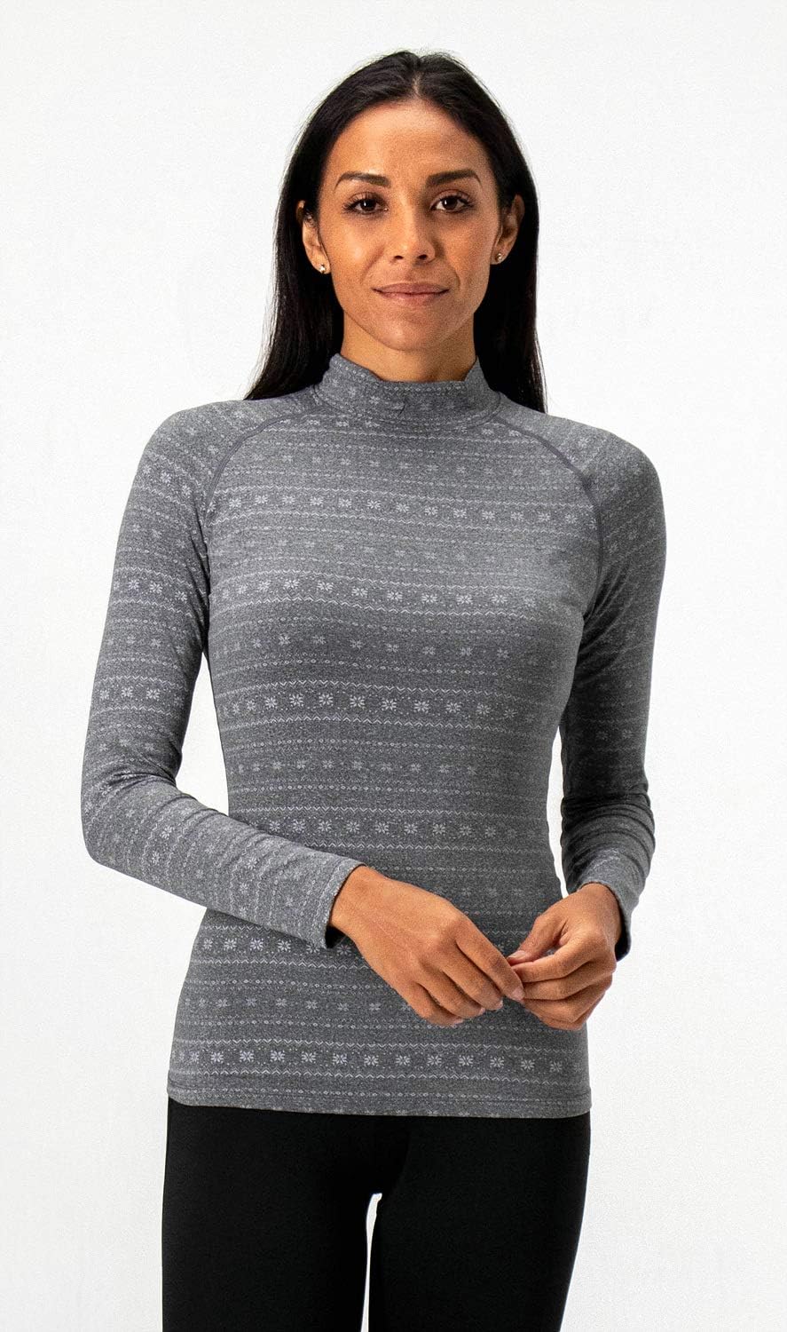 DEVOPS Womens 2 Pack Thermal Turtle Long Sleeve Shirts Compression Baselayer Tops