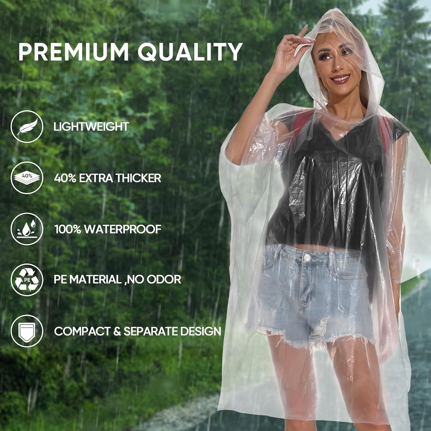 APEXUP Disposable Rain Ponchos for Adults - Waterproof Durable