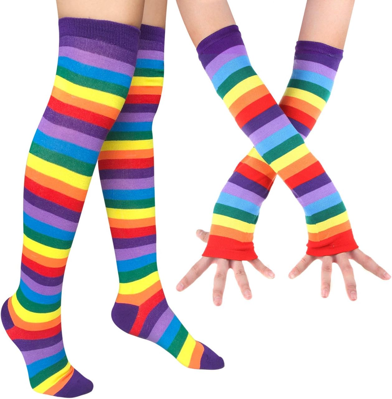 Chalier Rainbow Socks Gloves Set Perfect for Weddings Parties Everyday Style
