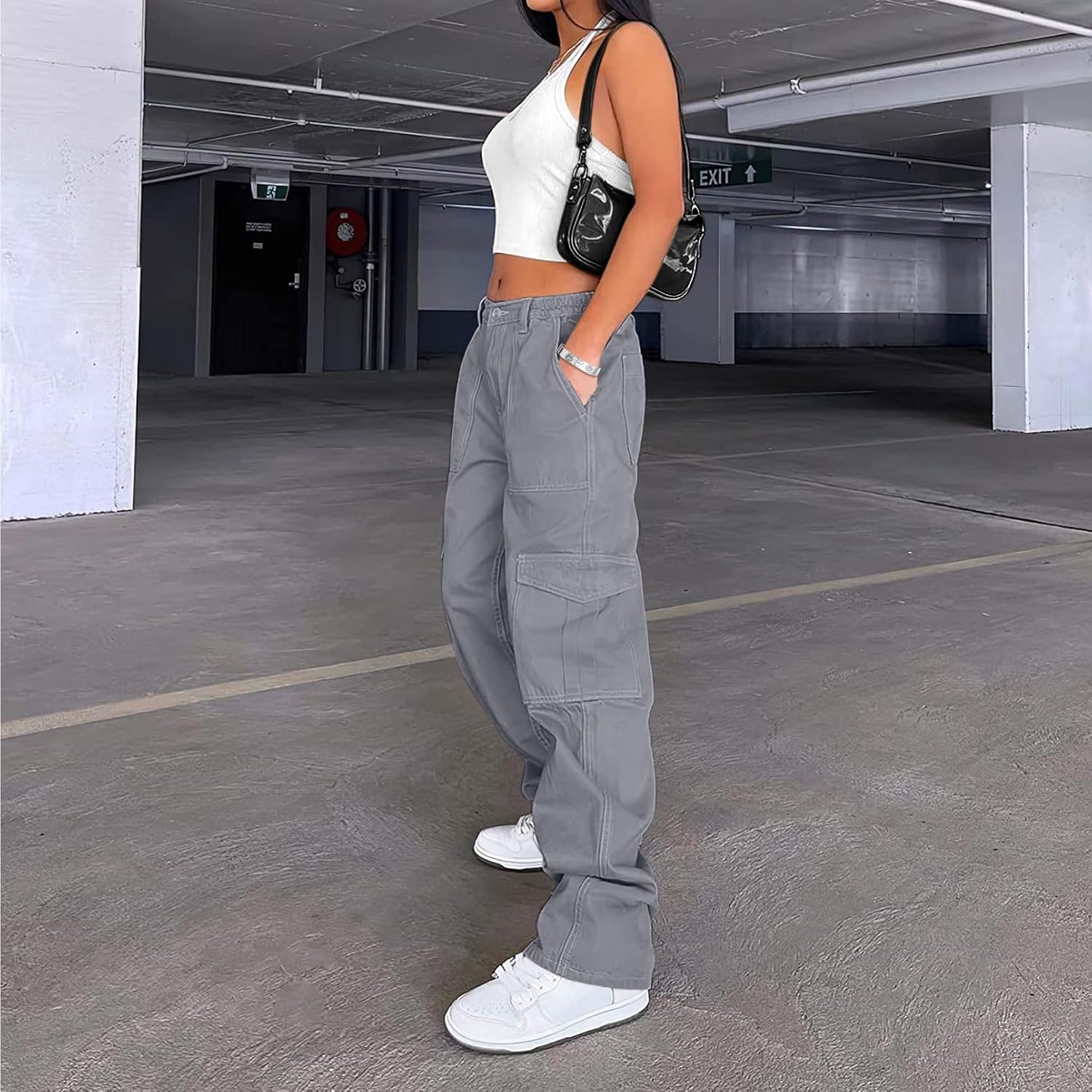 Lepunuo High Waisted Cargo Pants for Women Comfortable Y2K Style