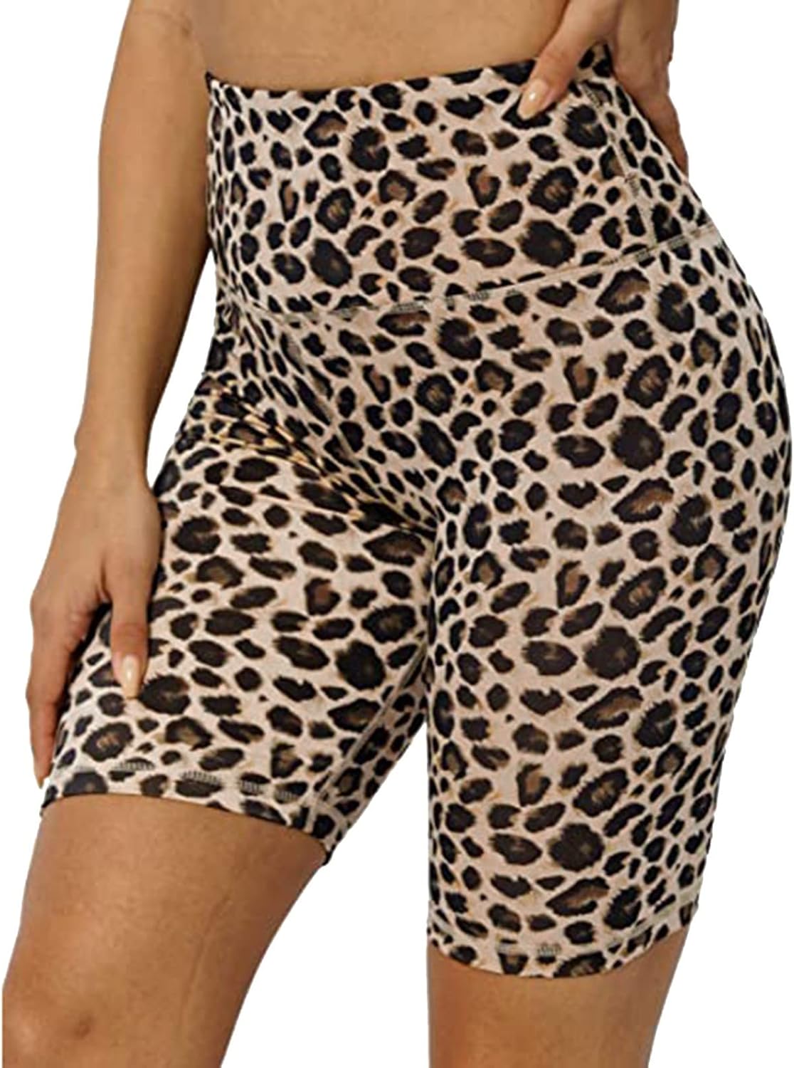 Leopard Print High Waisted Bike Shorts