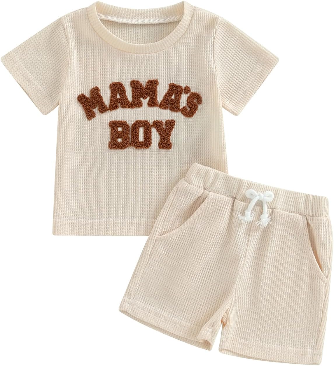 Premium Toddler Boys Waffle Knit Shorts Set