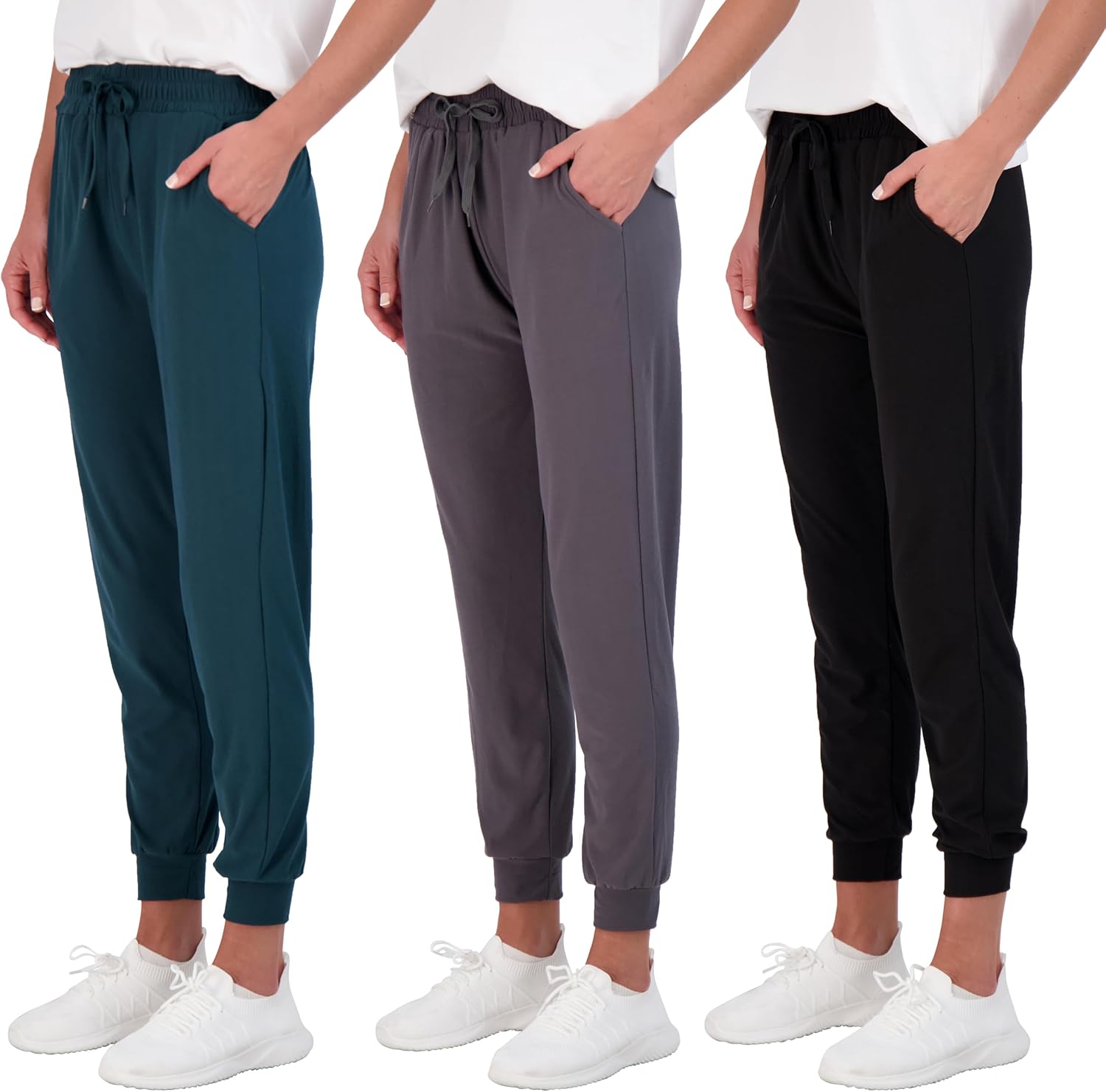 Real Essentials 3-Pack Womens Ultra-Soft Lounge Joggers