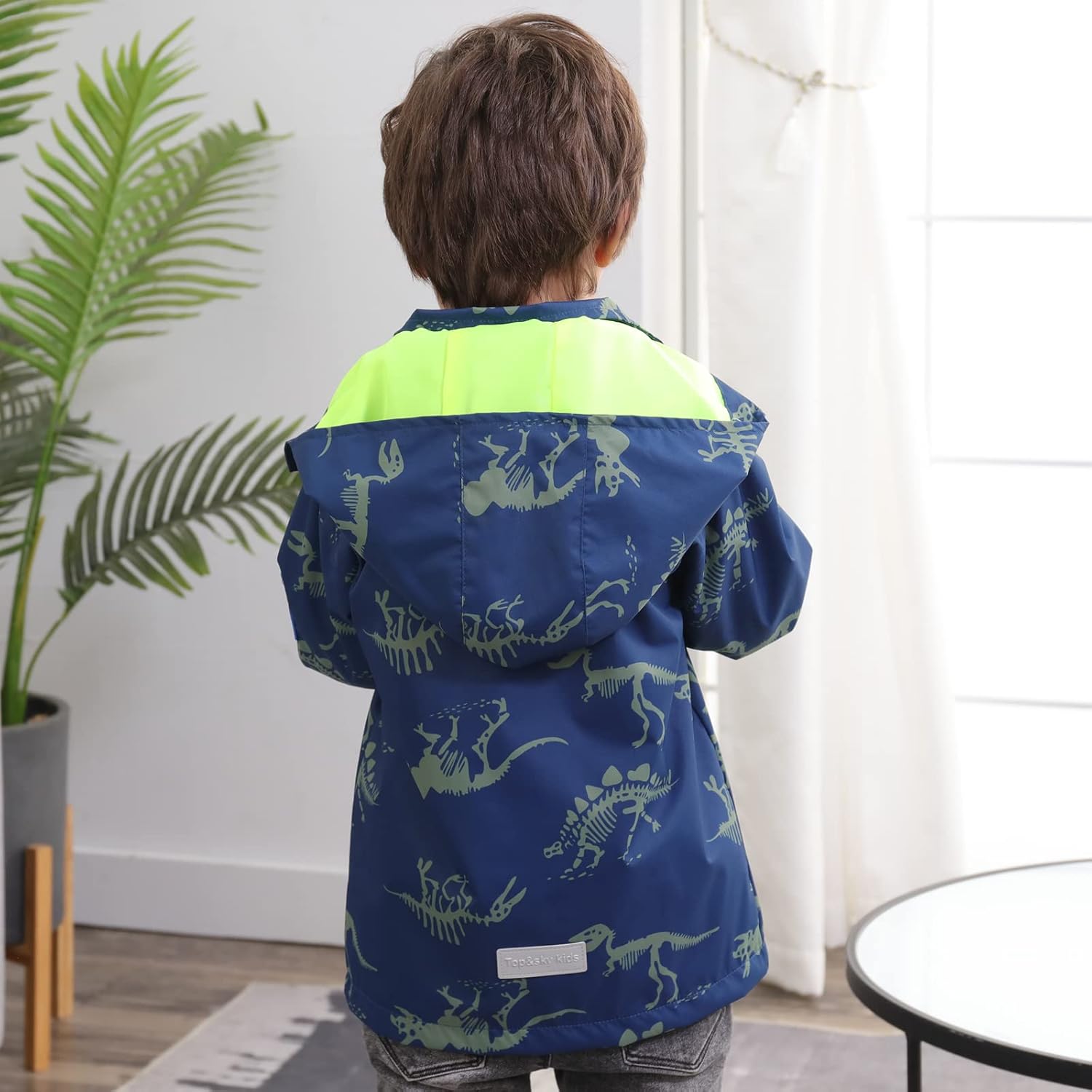 Dinosaur-RVerification Water-Proof Hooded Jacket for Boys wiping Rain in style