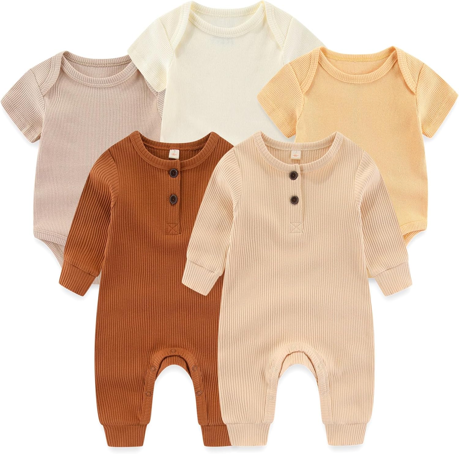 Ruliby Ribbed Romper Set 5-Piece 0-12 Months