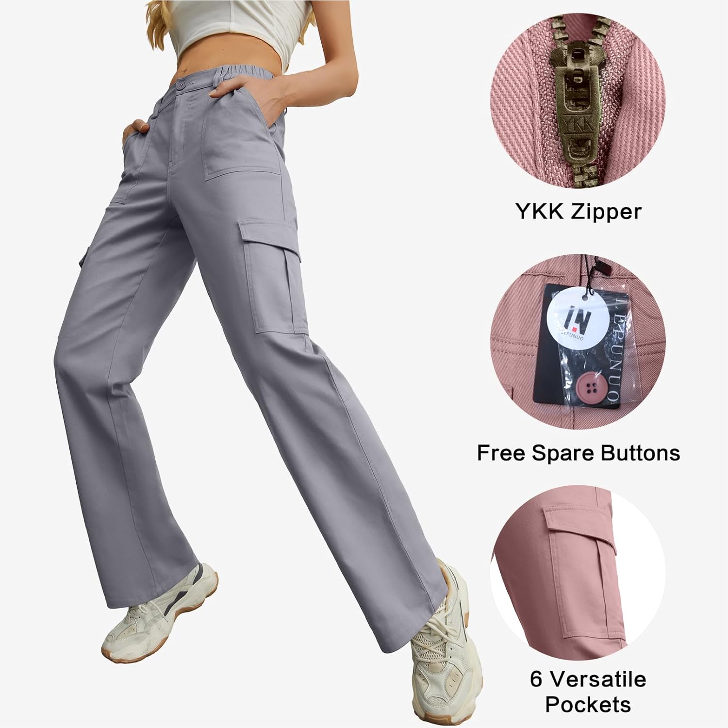 Lepunuo High Waisted Cargo Pants for Women Comfortable Y2K Style