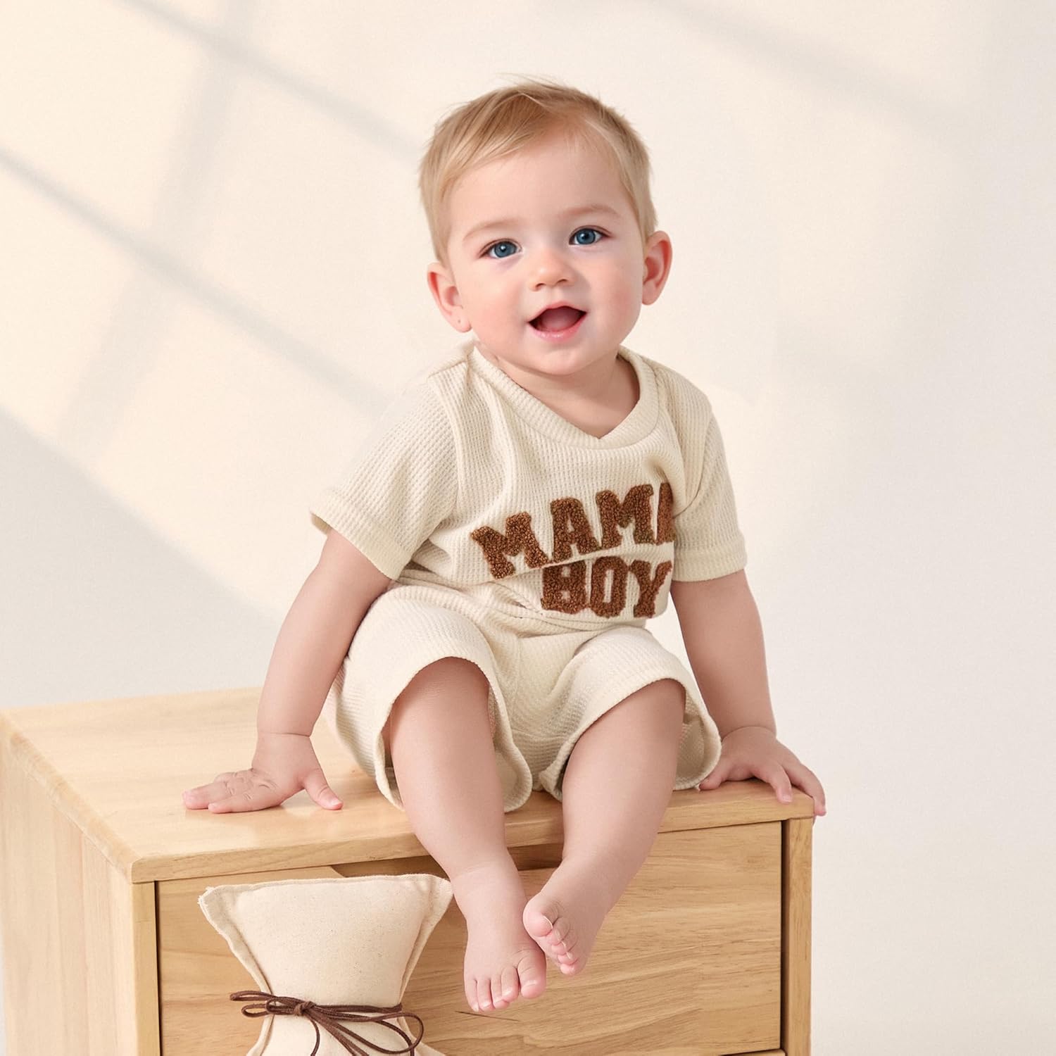 Premium Toddler Boys Waffle Knit Shorts Set