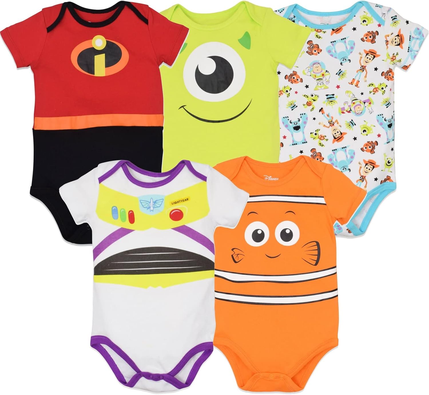 Disney Pixar McDonalds 5-Pack Bodysuits Newborn-Infant
