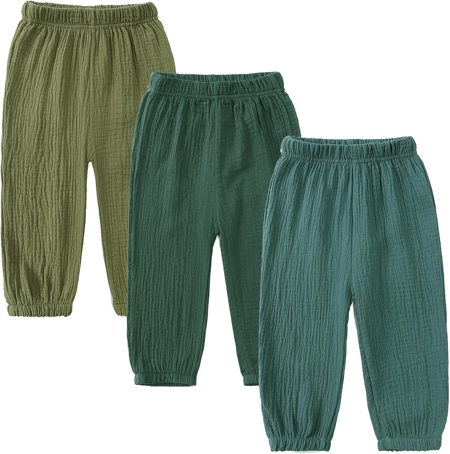 3-Piece Kids Cotton Linen Elastic Unisex Trousers