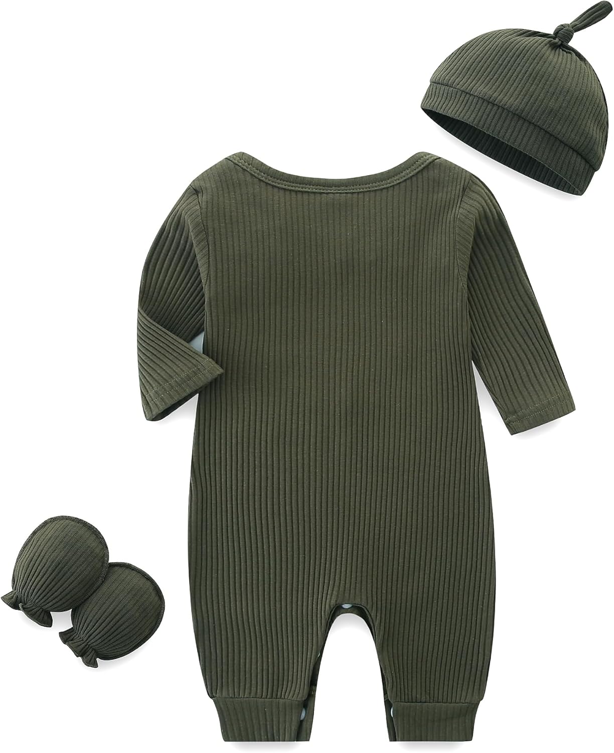 Baby Romper Set with Mitten and Hat