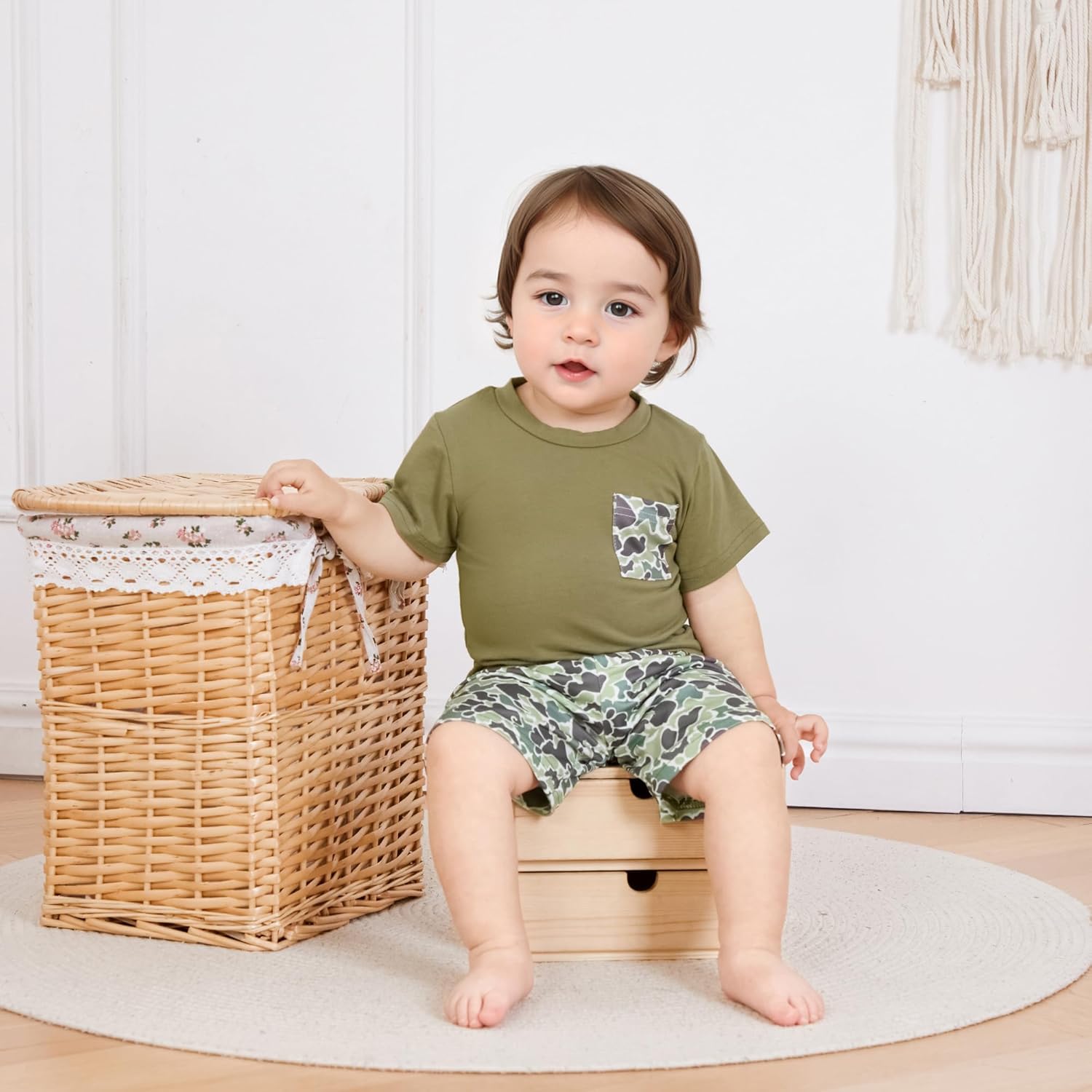 Kid-Friendly Summer Outfit Retro Duck Hunting Shirts Shorts Set