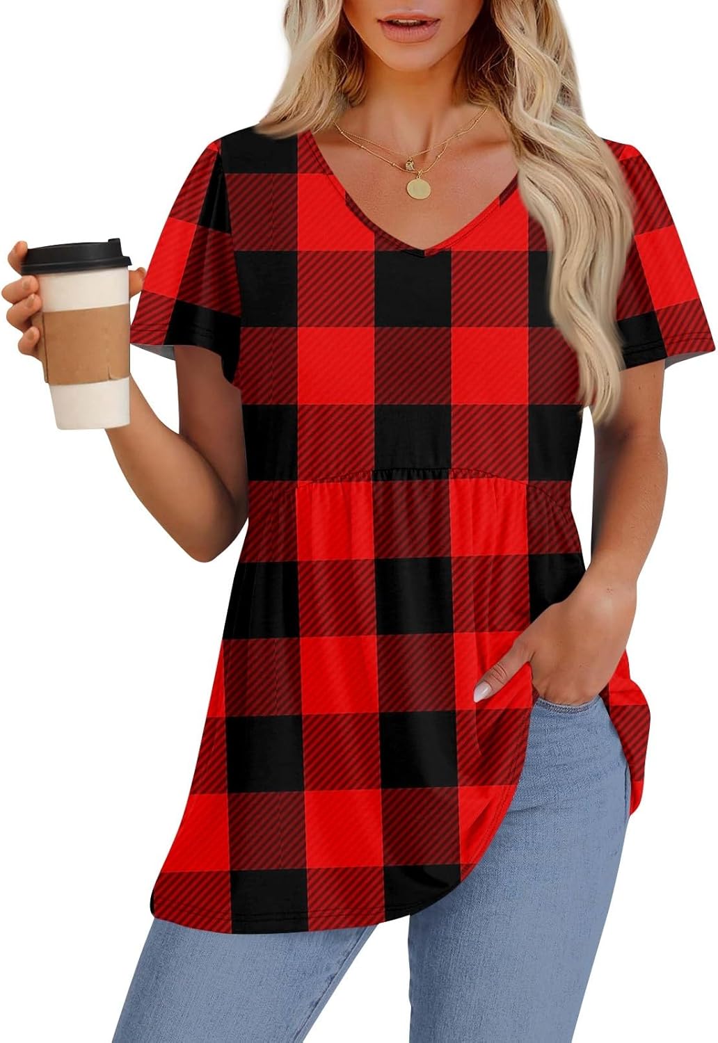 Dressy V-Neck Pleated Tunic