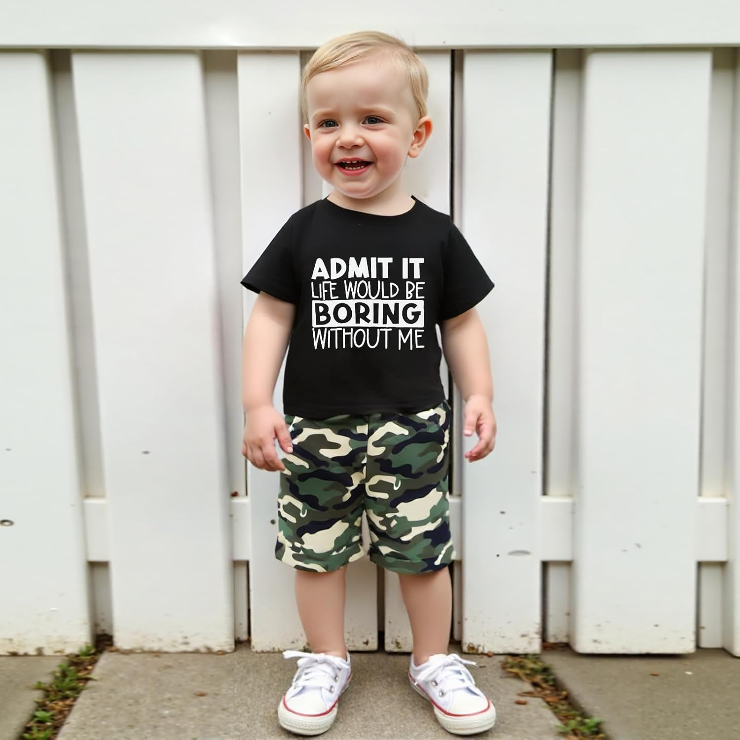 Camouflage Letter Print Toddler Boys Sets